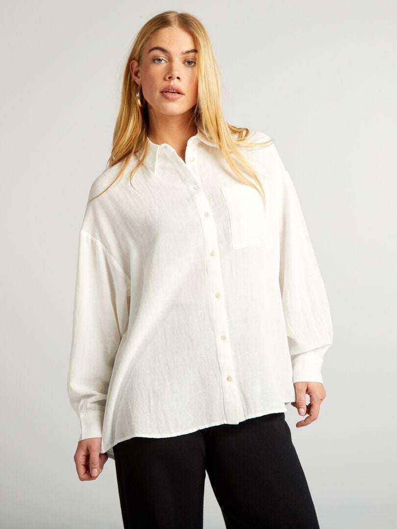 Camisa de color liso - BLANCA