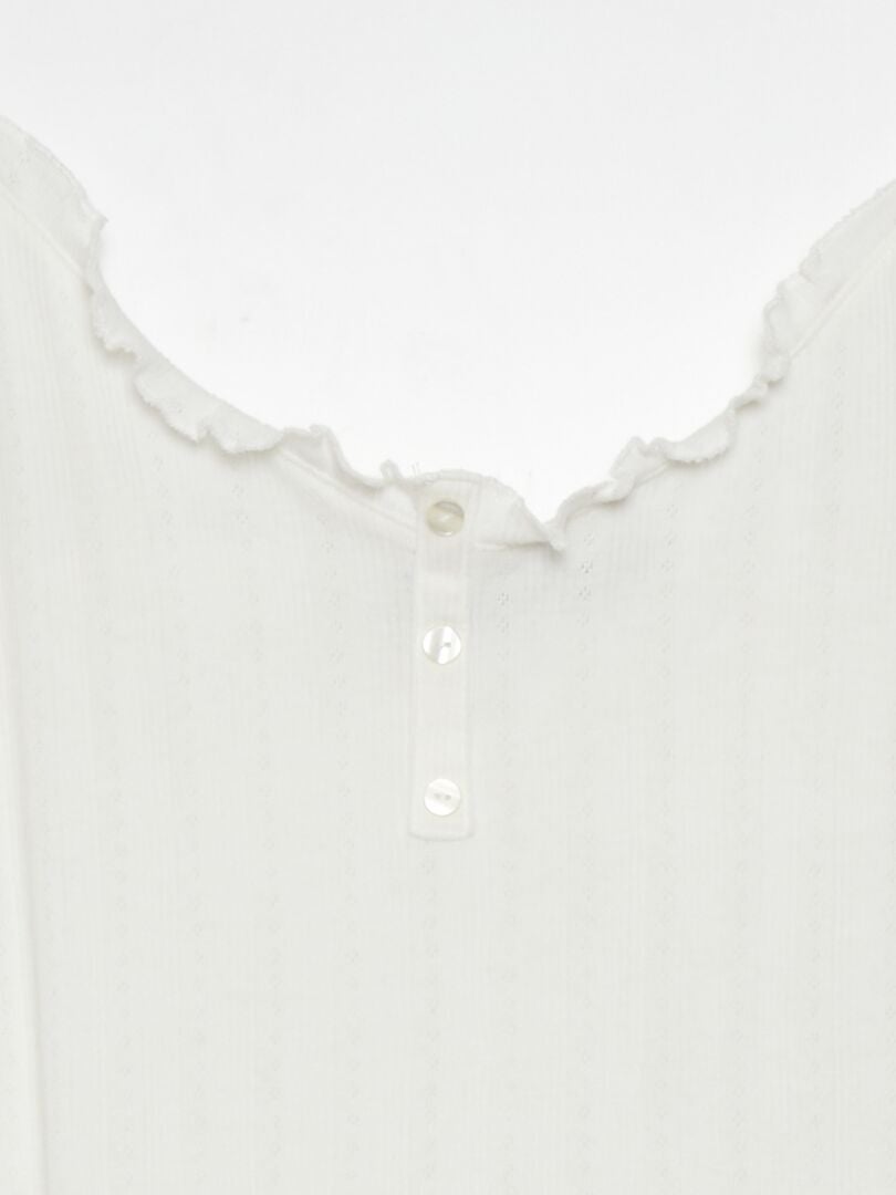 Blusa de dormir em malha pointelle - BRANCA