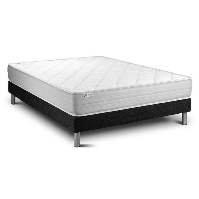 Conjunto de colchón y base de cama de 140x200 cm - Vitalmemo Negro