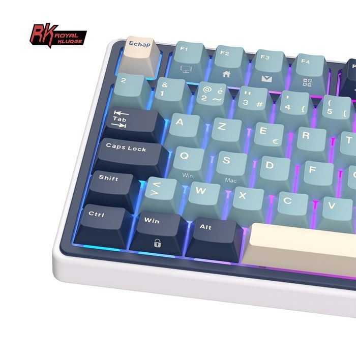 RK ROYAL KLUDGE -mekaaninen pelinäppäimistö/TKL 75 % Hot Swap QMK/Via/PBT-näppäinhatut/K-hopeakytkin/ranskalainen AZERTY-pelinäppäimistö