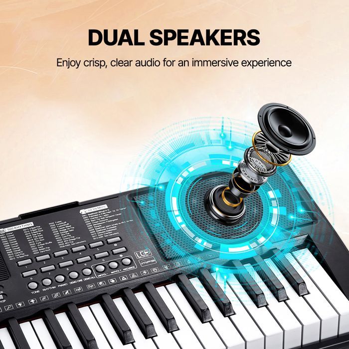 Teclado de piano digital Duoku de 61 teclas: ofrece 200 sonidos y 200 ritmos, es portátil e incluye 60 canciones de demostración.