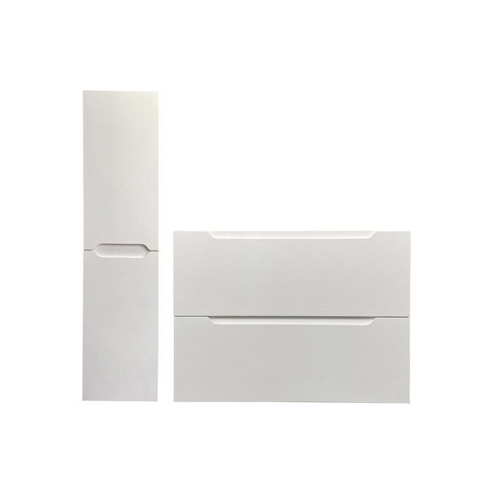 Wall-hung single sink vanity unit with column - White - 80 cm - STEFANIE
