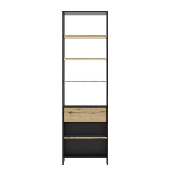 Tocador de 1 cajón - Estilo industrial - Ancho 63 cm, Alto 213 cm, Profundidad 45 cm - Marrón - MIMIZAN - Hecho en Francia