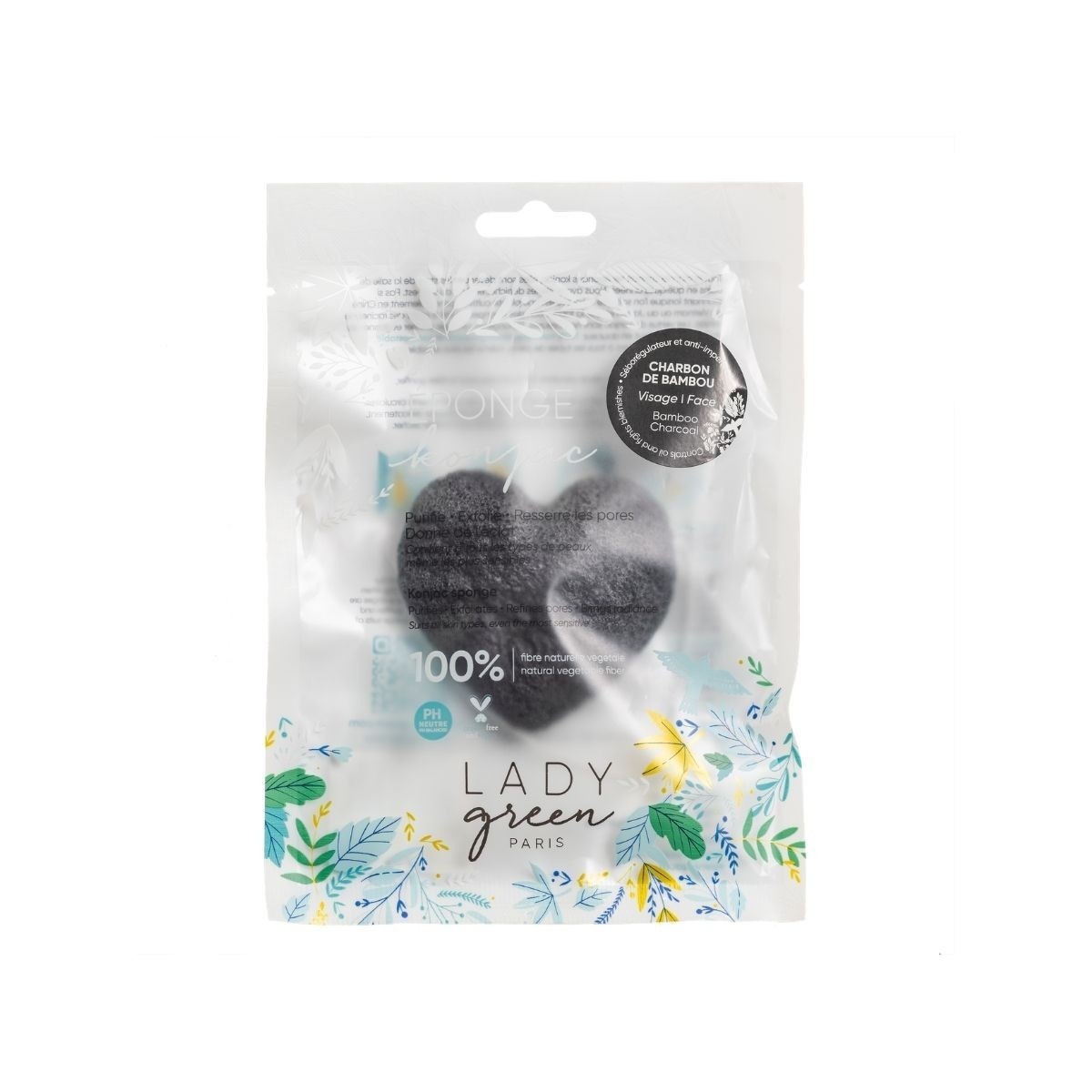 Lady Green Eponge Konjac Visage - Charbon de Bambou