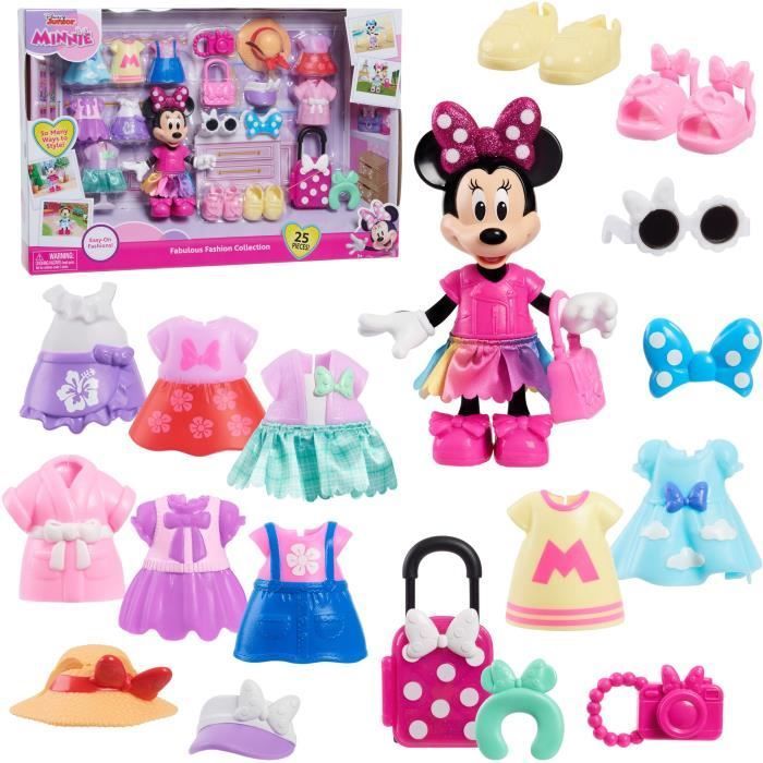 Puppenset – DISNEY MINNIE MAUS – Modeset – 15 cm große Minnie-Puppe, 25 Modeteile und Accessoires