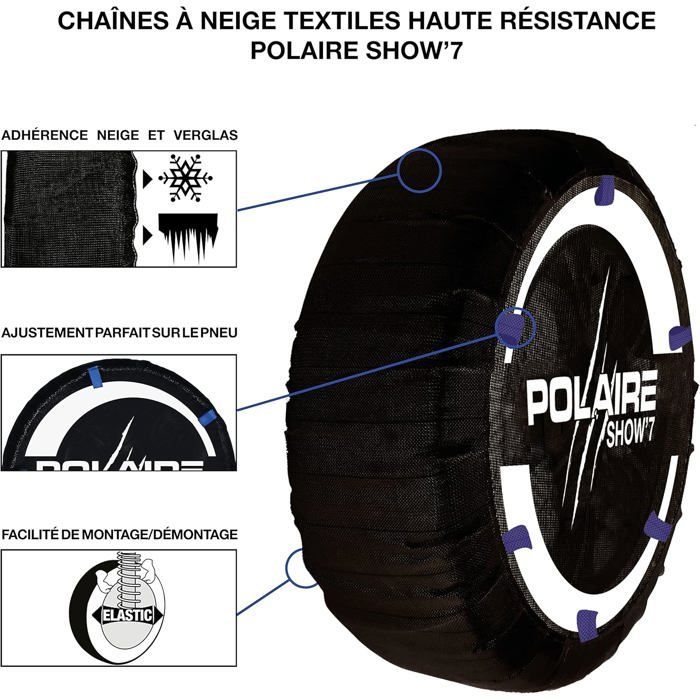 Polar SHOW 7 - Coppia di catene da neve tessili ad alta resistenza per veicoli commerciali leggeri e 4x4 - Tipo a calza