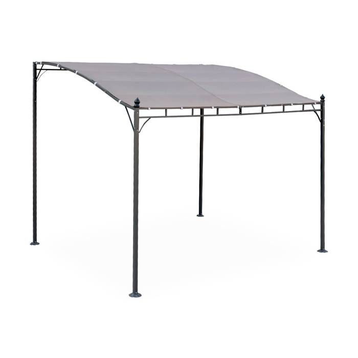 Pérgola adosada de 3x2,5 m - Brestum - Lona color topo - Pérgola de pared