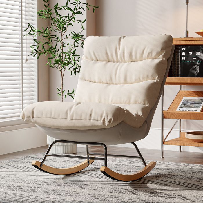 Fauteuil à Bascule - LUMINARIX - Beige - Dossier réglable - Coussin épais - Design scandinave