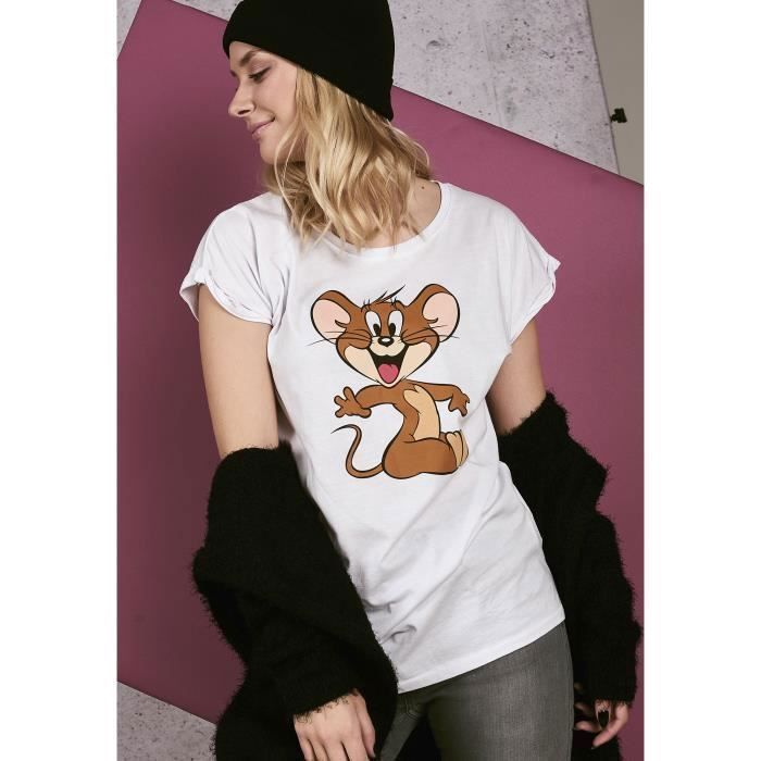 T-shirt femme grandes tailles - MISTER TEE - Tom & Jerry Mouse - blanc