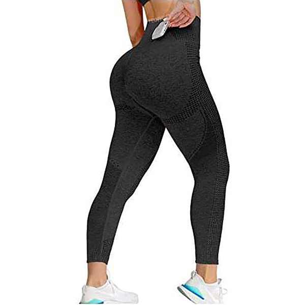 Leggings de sport taille haute sans coutures pour femme, noirs, taille L : Sports et loisirs de plein air