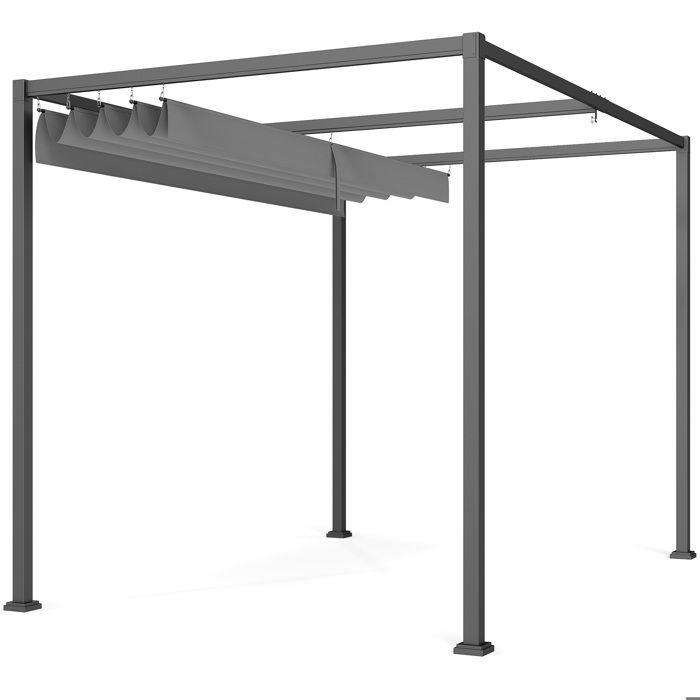 Pérgola corredera retráctil Outsunny - Estructura resistente a la corrosión, tejido de alta densidad de 180 g/m² - Metal - 3 x 2 m - Gris