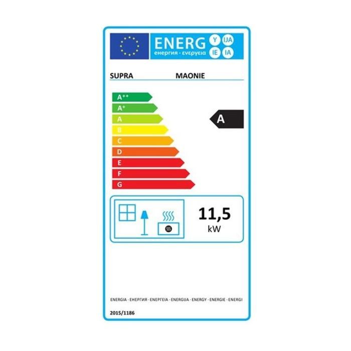Stufa a legna in ghisa Supra da 11,5 kW con piano in Masonite nero - FR9016180B