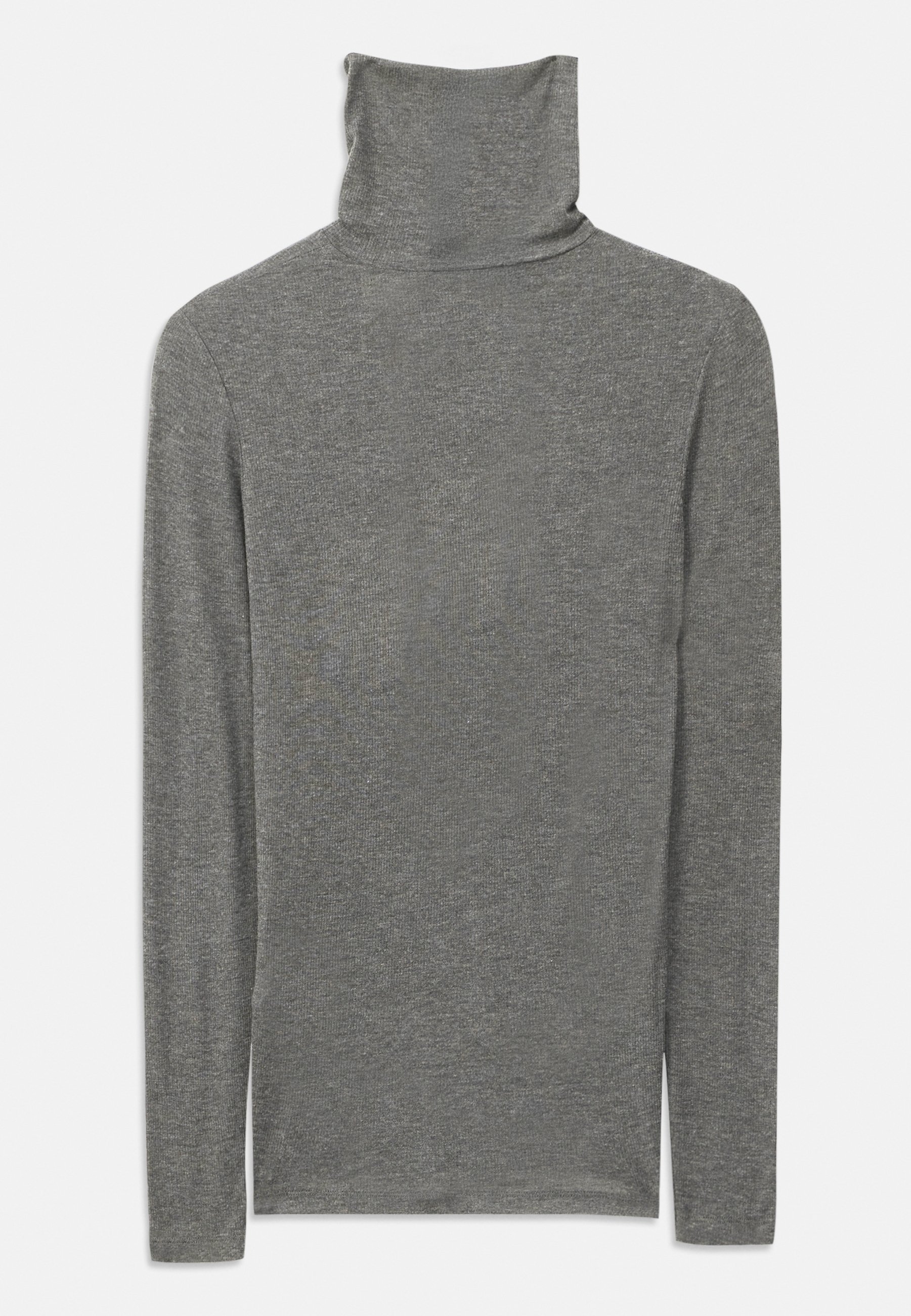 Geschlossenes Langarmshirt mit hohem Kragen – Dunkelgrau