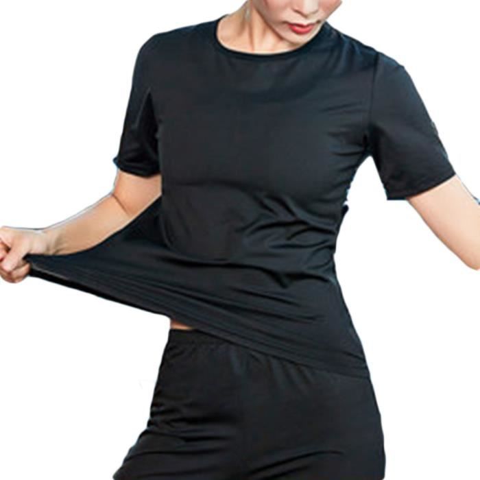 Camiseta de mujer transpirable - INSFITY - Manga corta - Negra - Impermeable - Fitness