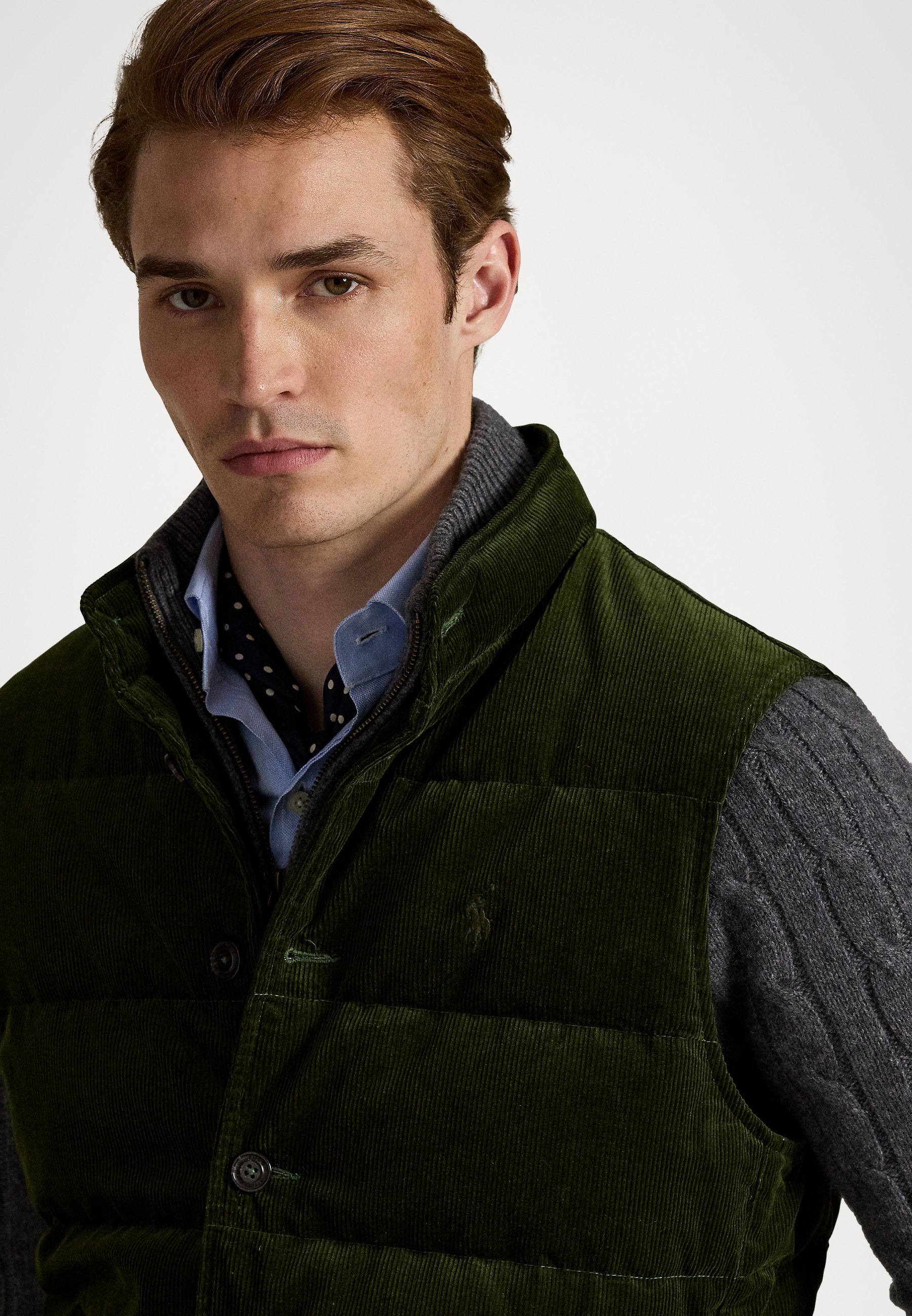 Gilet in velluto a coste trapuntato Polo Ralph Lauren - colore verde oliva