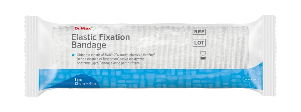 DR. MAX Bandage de fixation élastique Dr.Max 12 cm x 4 m, bandage élastique pour le traitement des plaies