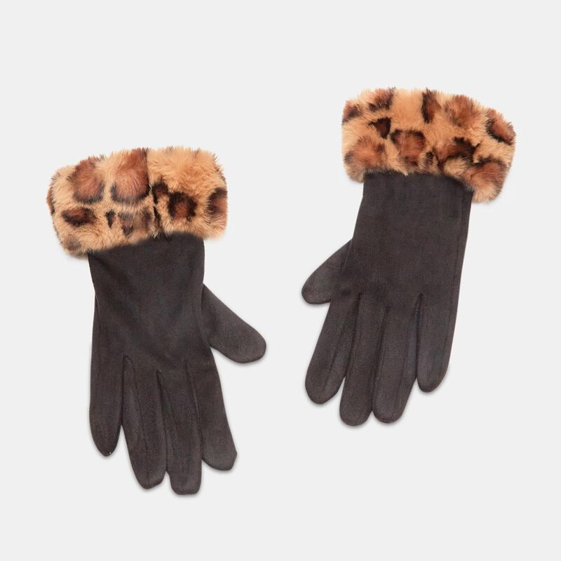 Guanto donna con bordo peliccia