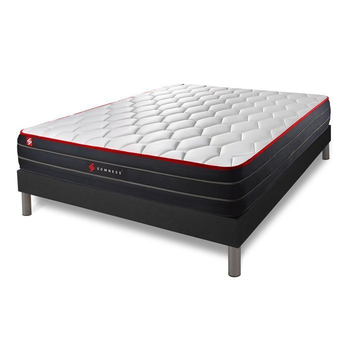200x200 cm BOOST pocket spring and memory foam mattress + 200 x 200 cm black bed base kit