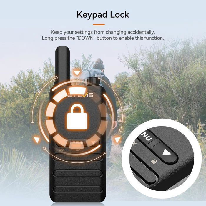 Retevis B63B Walkie Talkie, 15mm Slim and Lightweight, 1620mAh, Type C, VOX, Emergency Alarm, Walkie Talkie for Outdoor Family Use