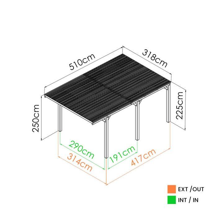 TETTOIA IN LEGNO PER 1 AUTO 16,5M² 6 PALETTI 12X12