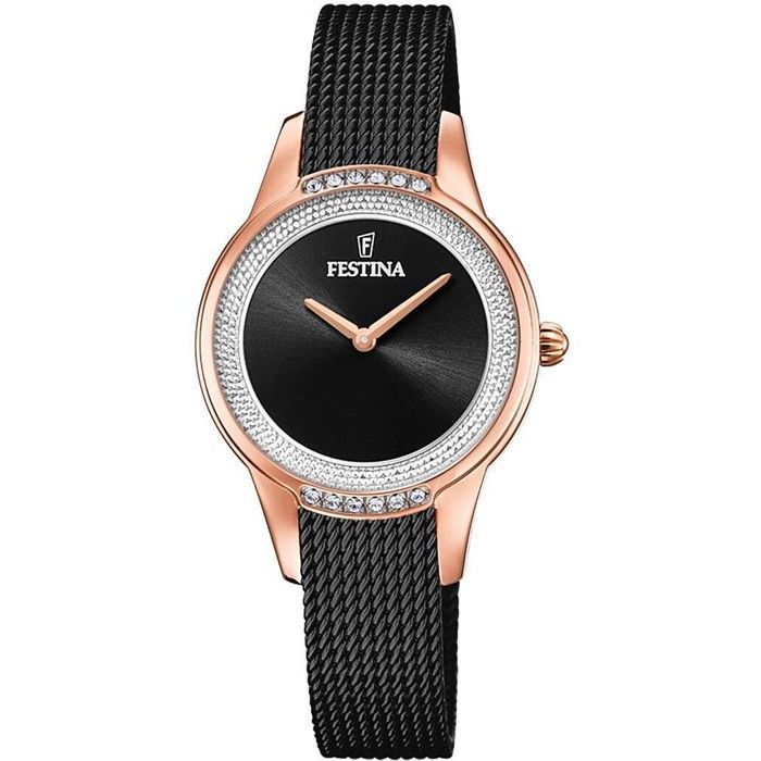 Orologio da donna Festina in nero, rosa e cristallo - FESTINA - Quarzo - Vetro minerale - Resistente all'acqua