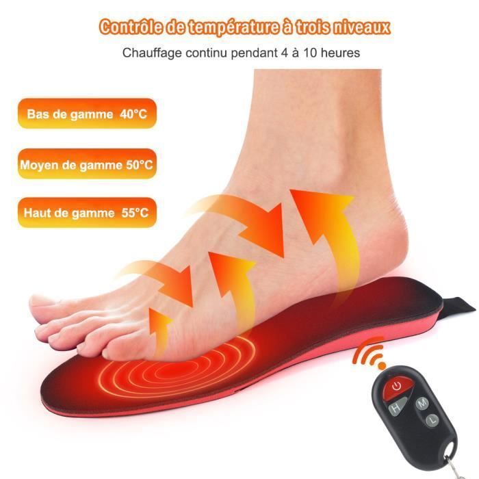 Rechargeable electric heated insoles, remote control with 3 temperature levels, outdoor heated insoles for winter