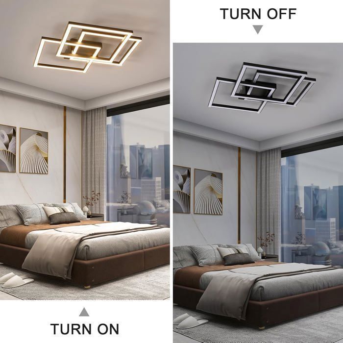 DORLINK Plafonnier LED Moderne 40W Noir – Dimmable – Luminaire Plafond pour Salon Chambre Cuisine Salle à Manger