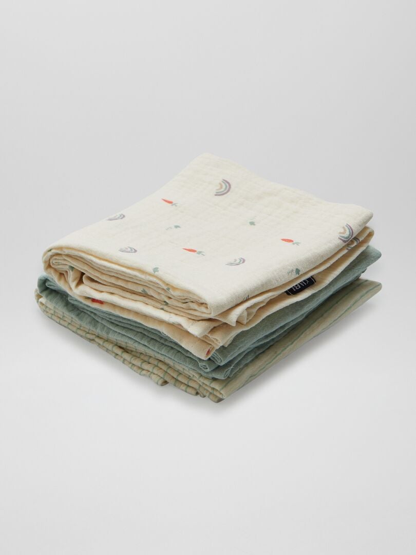 Set van 3 katoenen gaasdekens - WIT