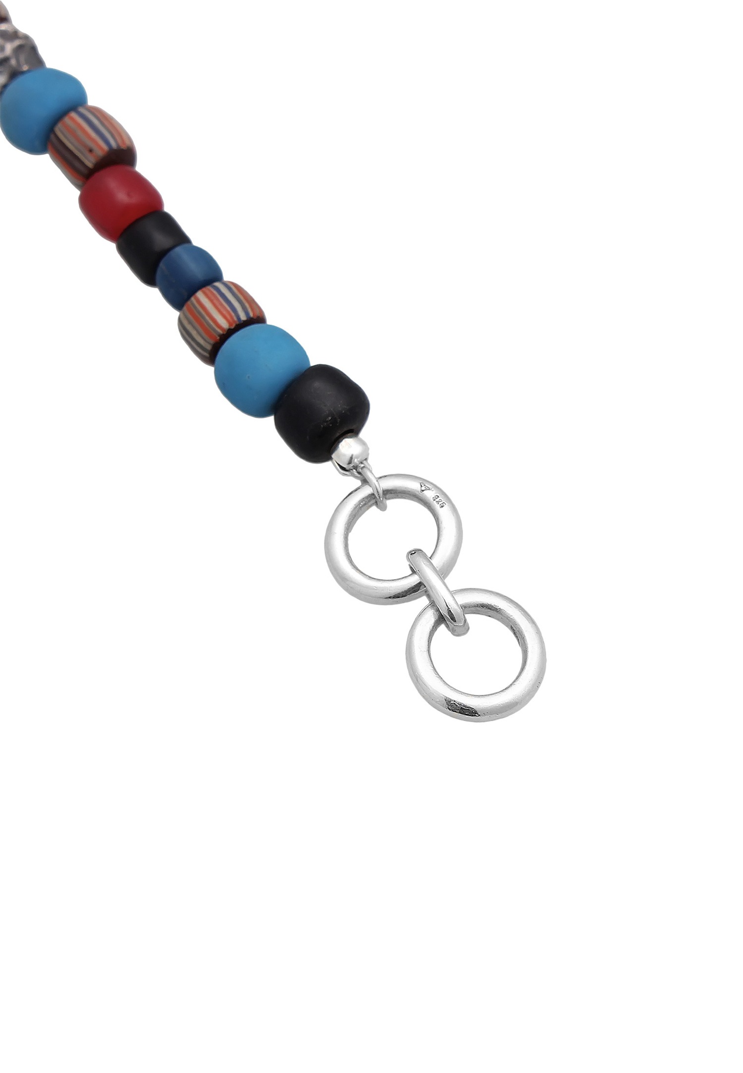KUZZOI Hommes T-Bone fermeture Perles de verre bleu en argent sterling 925