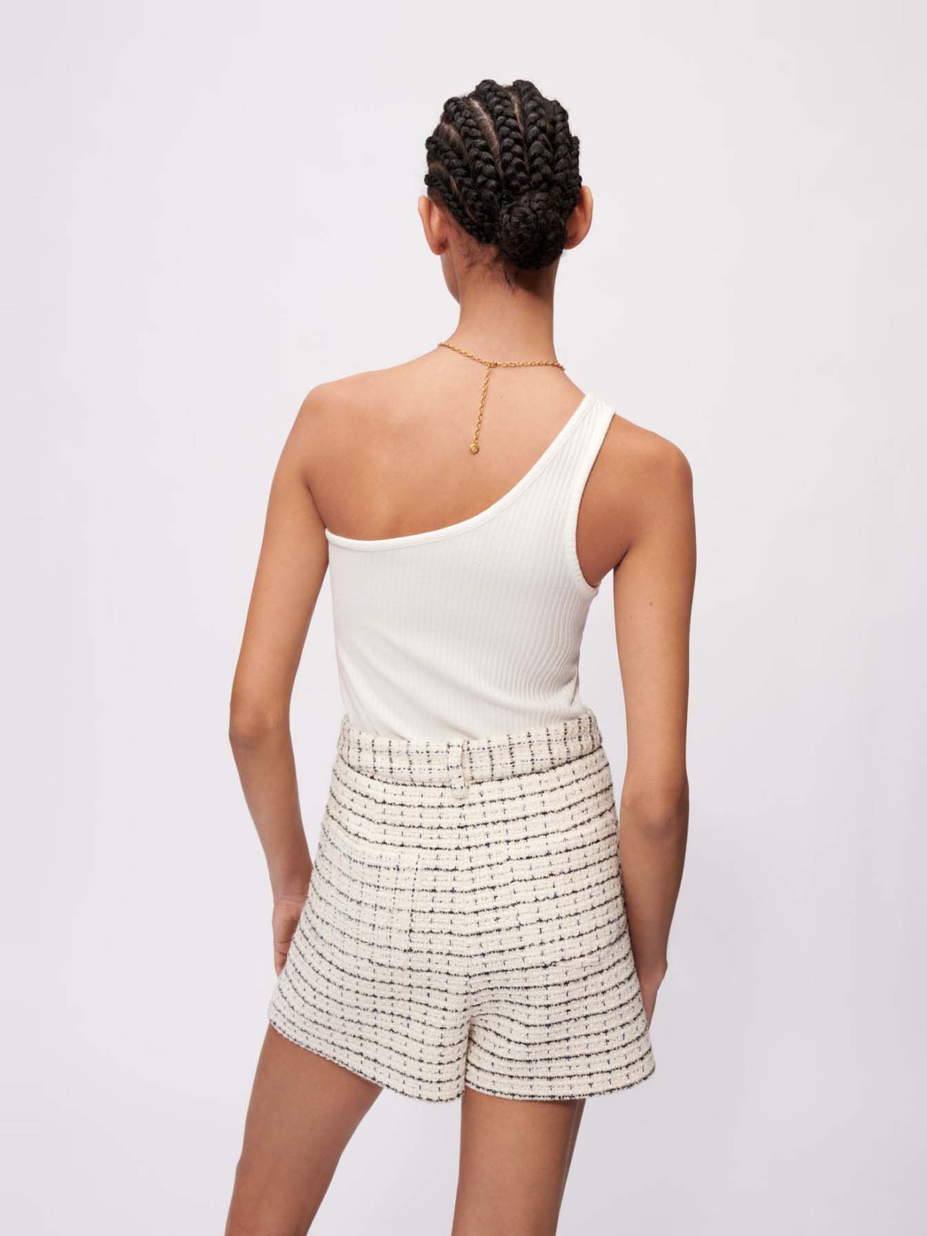 Tricou elastic cu umerii goi - Alb