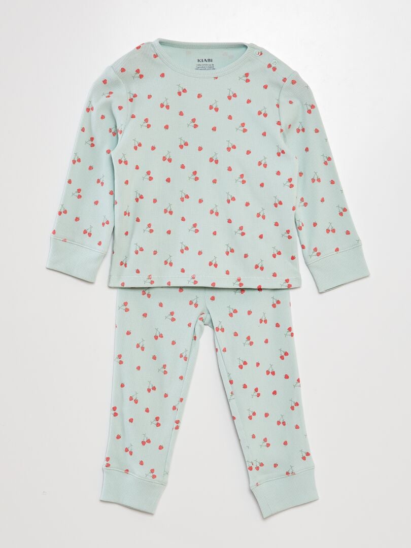 Geribbelde pyjamaset - 2-delig - BLAUW
