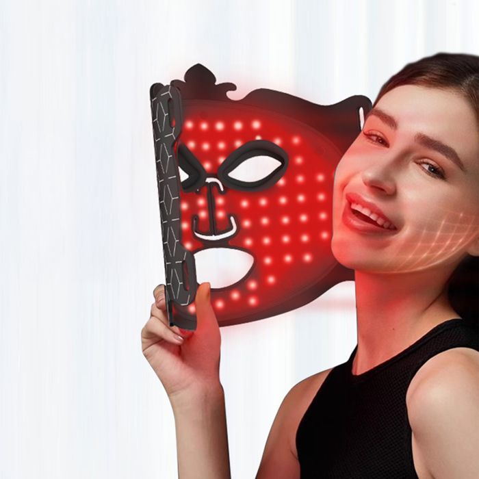 DAM Silikon-Gesichtsmaske für LED-Lichttherapie mit 7 Farben, 5 Intensitätsstufen und Fernbedienung. 27,5 x 2,5 x 19,5 cm