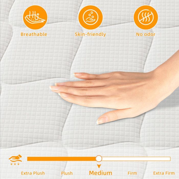 UKING Madrass 160x200 cm - Extra tjock 25 cm - Memory Foam + 7-zoners fjädrar - Hypoallergen och vändbar