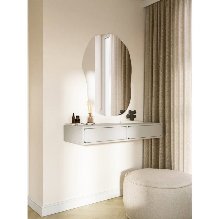 Dressing table - WUWU - 110 cm - wall-mounted - with 2 drawers - beige