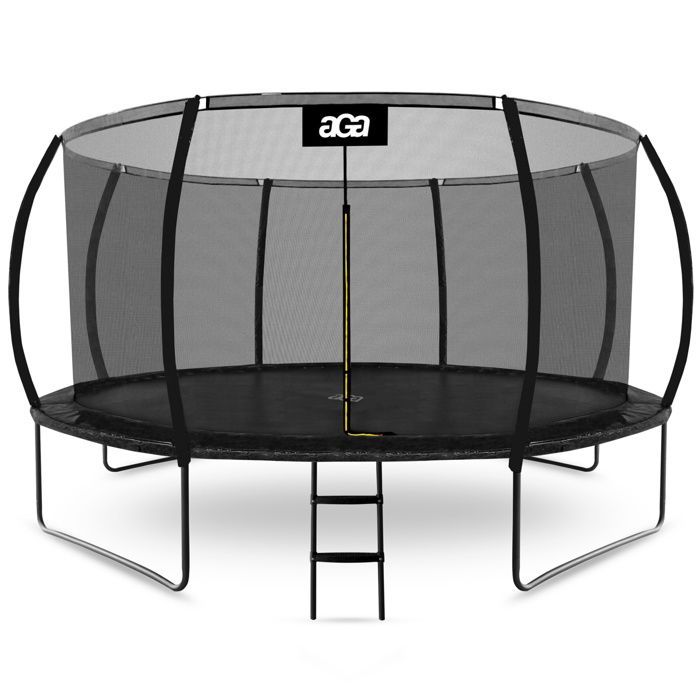Cama elástica Aga SPORT EXCLUSIVE de 430 cm, color negro + red de seguridad + escalera