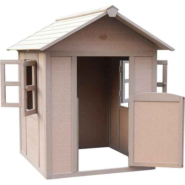 Casita de juegos infantil de madera verde Lakeside Valley de FSC y Resysta AXI - Casita de juegos para exteriores