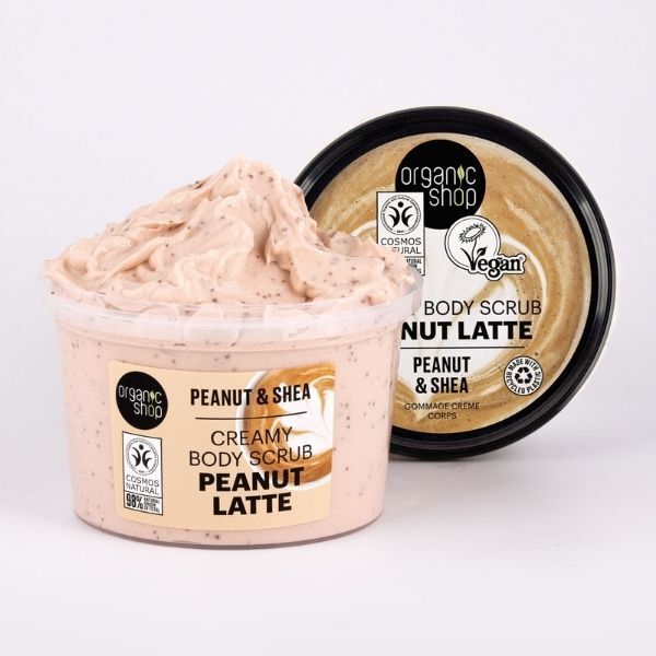 Telový peeling s arašidovým latte s arašidmi a bambuckým orieškom Organic Shop 250 ml