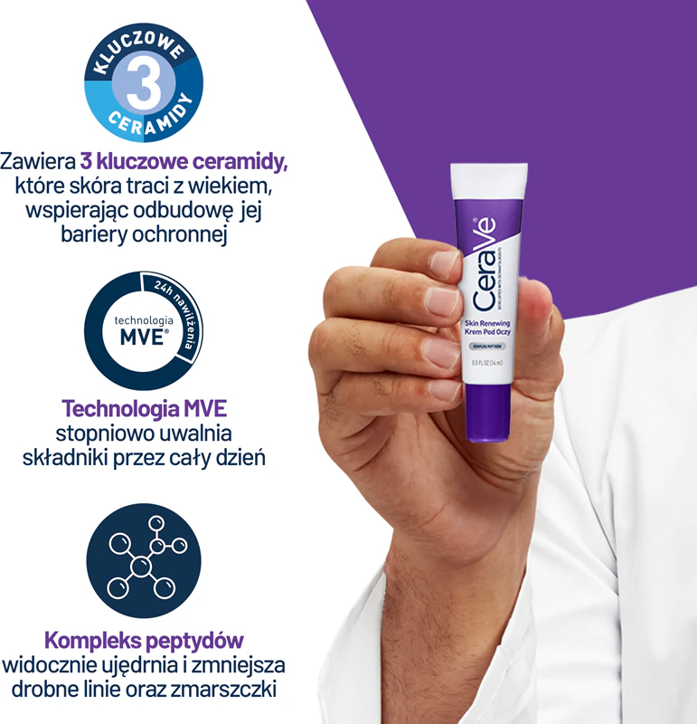 Očný krém CeraVe Skin Renewing Eye Cream, ktorý obnovuje ochrannú bariéru pokožky