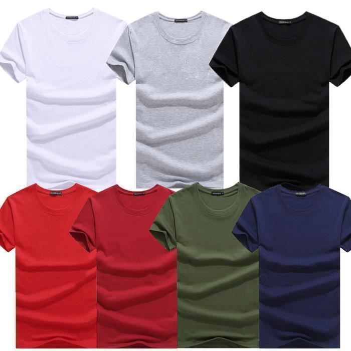 Confezione da 3 T-shirt da uomo a maniche corte con scollo rotondo INSFITY - Nero/Bordeaux/Rosso - Taglio dritto - 60% cotone