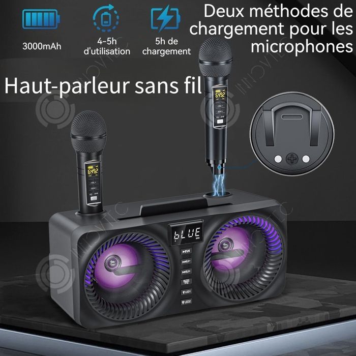 Altavoz Bluetooth INN de 33x17,5x15,5 cm, altavoz inalámbrico portátil, altavoz estéreo, altavoz Bluetooth resistente al agua con 2 micrófonos.