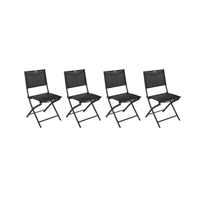 Lot de 4 Chaises de jardin pliante métal Modula Gris Anthracite / Graphite - Hesperide