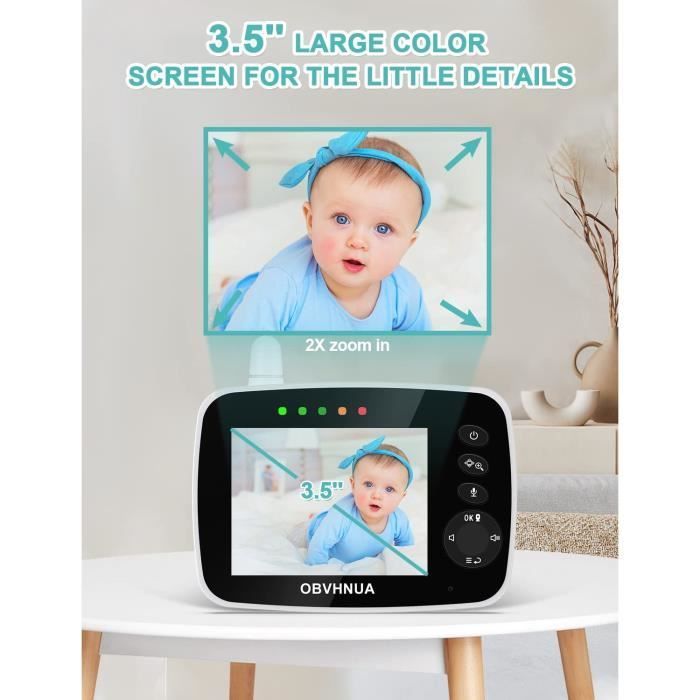 Babyphone Camera Moniteur Vidéo Bebe Surveillance sans Fil Écran de 3,5