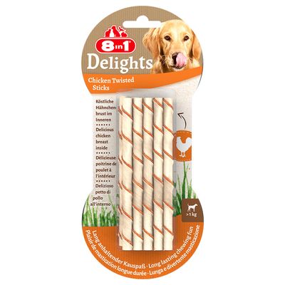 8in1 Delights Gedrehte Sticks für kleine Hunde - Huhn
