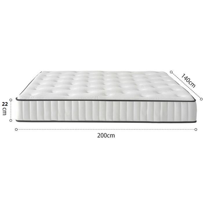 Materasso di lusso in memory foam 140x190 Memo - Spessore 22 cm - 7 zone di comfort in memory foam adattivo