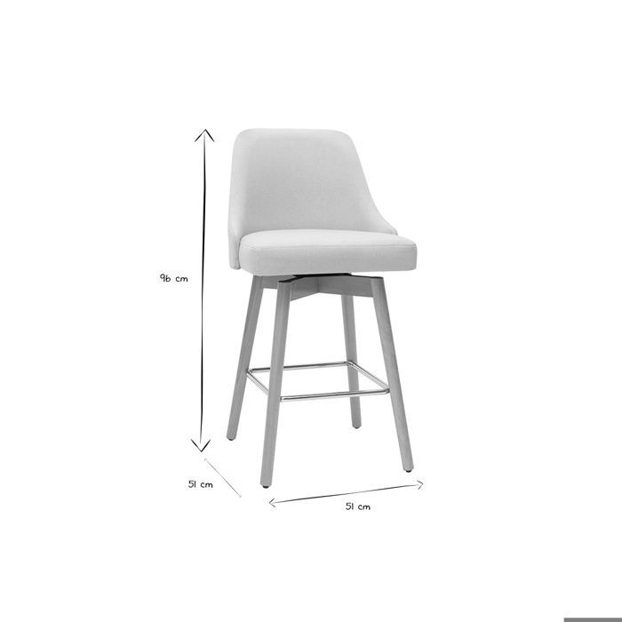 Miliboo - Sgabelli da bar girevoli a 360° in stile scandinavo, in tessuto beige e legno massello di faggio, altezza 65 cm (set da 2) HASTA