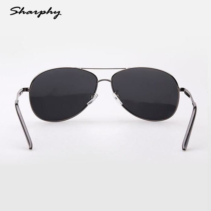 SHARPHY® Lunettes de soleil Homme polarisées ronde Armature en métal noir