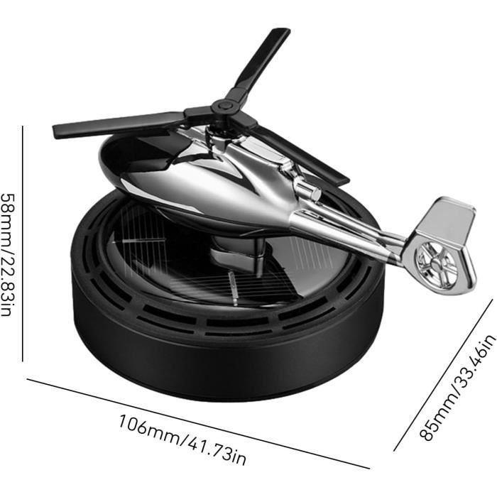 Difusor ambientador solar para coche con forma de avión - Difusor de aroma solar con forma de helicóptero, accesorios de decoración para coche - Negro