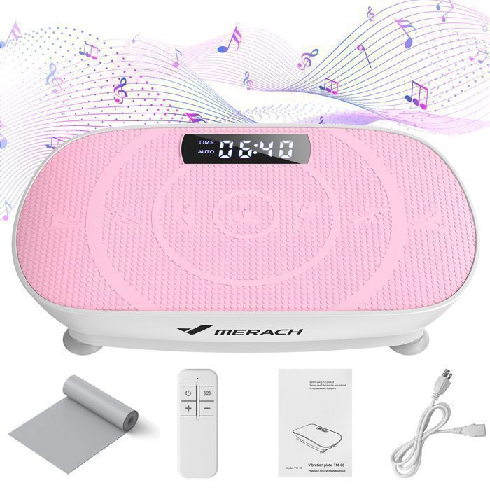 Pedana vibrante con telecomando – MERACH – 11 livelli – Bluetooth integrato – Portata massima 200 kg – Rosa