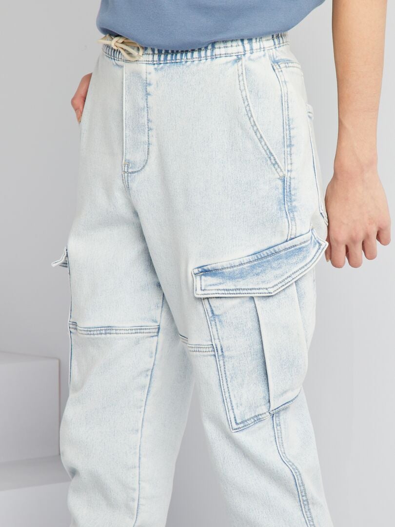 Calças de moletom com efeito jeans - AZUL