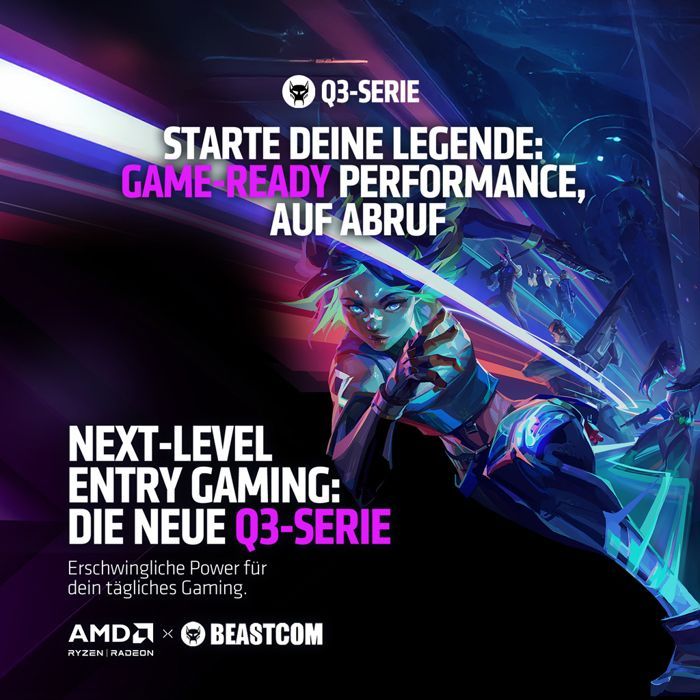 BEASTCOM Q3 Essential Gaming, PC da gaming completo, AMD Ryzen 5 4600G 6x4.20GHz, 4K Vega, 16 GB di RAM, SSD da 1 TB, WiFi, Win11